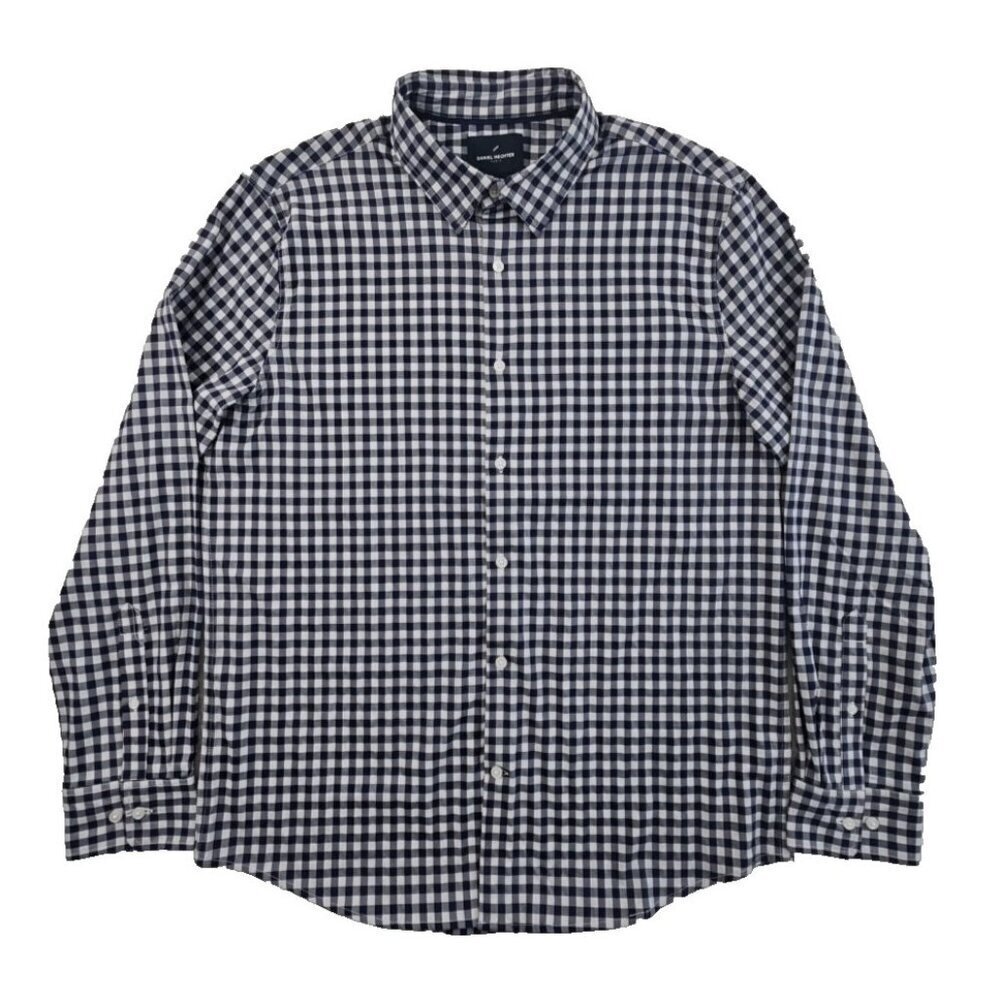 NEW Daniel Hechter Paris Long Sleeve Luxe Shirt Men's XL Navy Blue Checked NWT‎